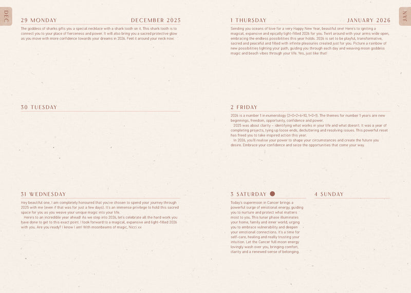 2026 Moon Goddess Diary  Southern Hemisphere